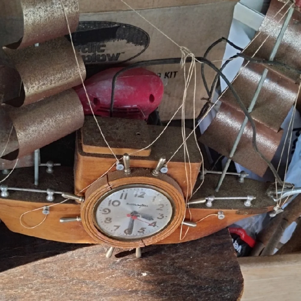 Vintage Nautical Wall Clock with Brown Accents